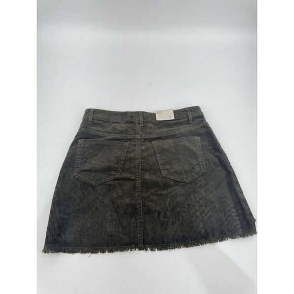 Indigo Rein Corduroy Skirt Size 5 Green Velvelt Mini Distressed Raw Hem Juniors - Picture 6 of 7